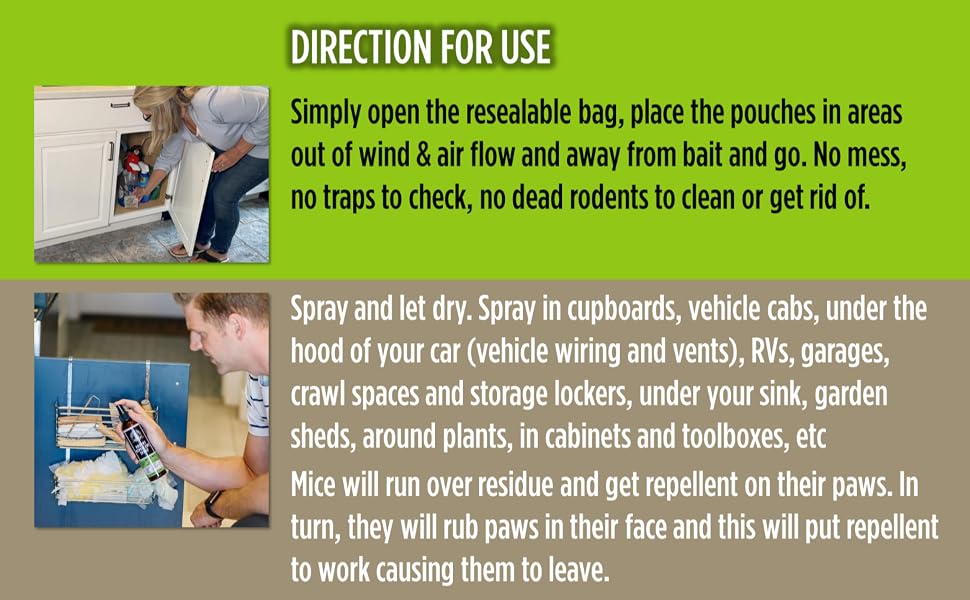GG Mouse Repellent Pouches (Pack of 4) + Potent Mouse Repellent Spray, 8 oz