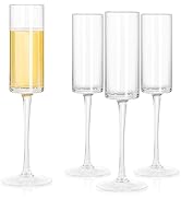 Ciaell Champagne Flutes Set of 4 - Vintage Crystal Hand Blown Champagne Glasses With Long Stem - ...