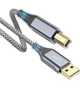 Printer Cable 10ft, USB 2.0 USB-A to USB-B Midi Cable High Speed Nylon Braided Cord for HP Canon ...