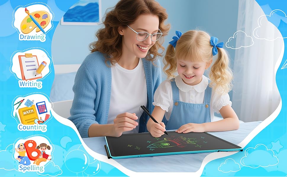 ?The 16-inch LCD Kids Drawing Tablet is a great helper for children's learning