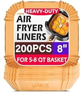 200pcs Air Fryer Liners Disposable, Air Fryer Liners, 8.7" Square Parchment Disposable Paper Line...