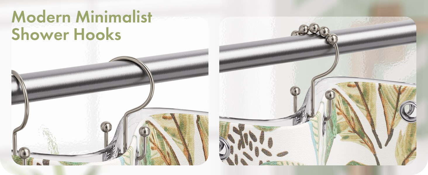 Amazer 12PCS Minimalist Simple Double Shower Curtain Hooks