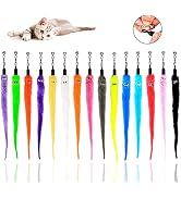 LASOCUHOO Cat Worm Toys, (15 Packs) Interactive Cat Wand Replacement, Cat Wand Refill Attachments...