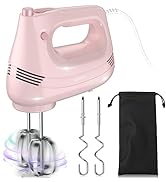 GUALIU Electric Hand Mixer with Stainless Steel Whisk, Dough Hook Attachment and Storage Bag, Han...