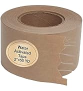 TooCust Water Activated Tape Fiber Reinforced Packing Tape Kraft Tape 2”X 165 feet Per Roll Brown...