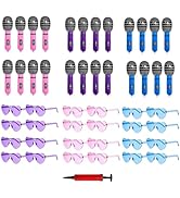 Irosiy 49 Pcs Kpop Party Supplies – 24 Inflatable Microphones & 24 Rimless Heart Sunglasses with ...