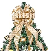 Christmas Tree Topper Christmas Wreath Bow, 52 * 13 inches Large Tree Toppers Bow with Glitter St...