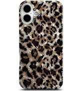 J.west Compatible with iPhone 16 Case,Luxury Sparkle Translucent Clear Vintage Leopard Print Soft...
