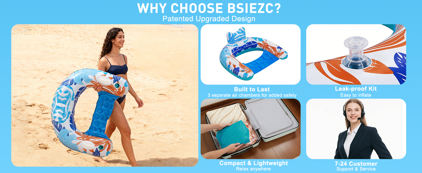 BSIEZC Pool floats are built to last, leak-proof kit, lightweight & portable, 7-24 service support