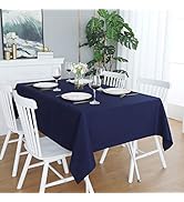Navy Blue Rectangle Tablecloth 60 x 84 Heavy Duty Wrinkle Free Polyester Table Cloths Waterproof,...