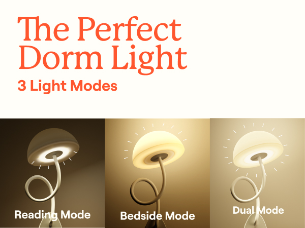 Shroommate Clip on Lamp, 3 Modes, Dorm Lamp,