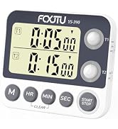 Digital Dual Kitchen Timer with Magnetic Back & Memory Presets, 2 Groups Countdown/Up Stopwatch T...