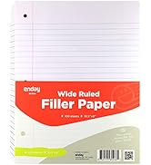 Emraw Wide Ruled Filler Paper , Perfect for Normal Everyday Notetaking 8"x10.5" x 0.32" Inch, 2 P...