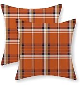 DAFENA Fall Pillow Covers 18x18 Inch 2 Pcs Burnt Orange Blue Buffalo Plaid Autumn Decor Throw Pil...