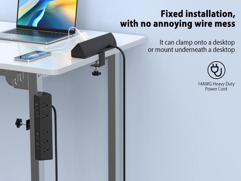 Nightstand Desk Edge Mount Tower Surge Protector