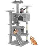 Sweetcrispy 54 Inch Cat Tree Tower, Multi-Level Tower with Cat Scratching Post, Indoor Cat Condo ...