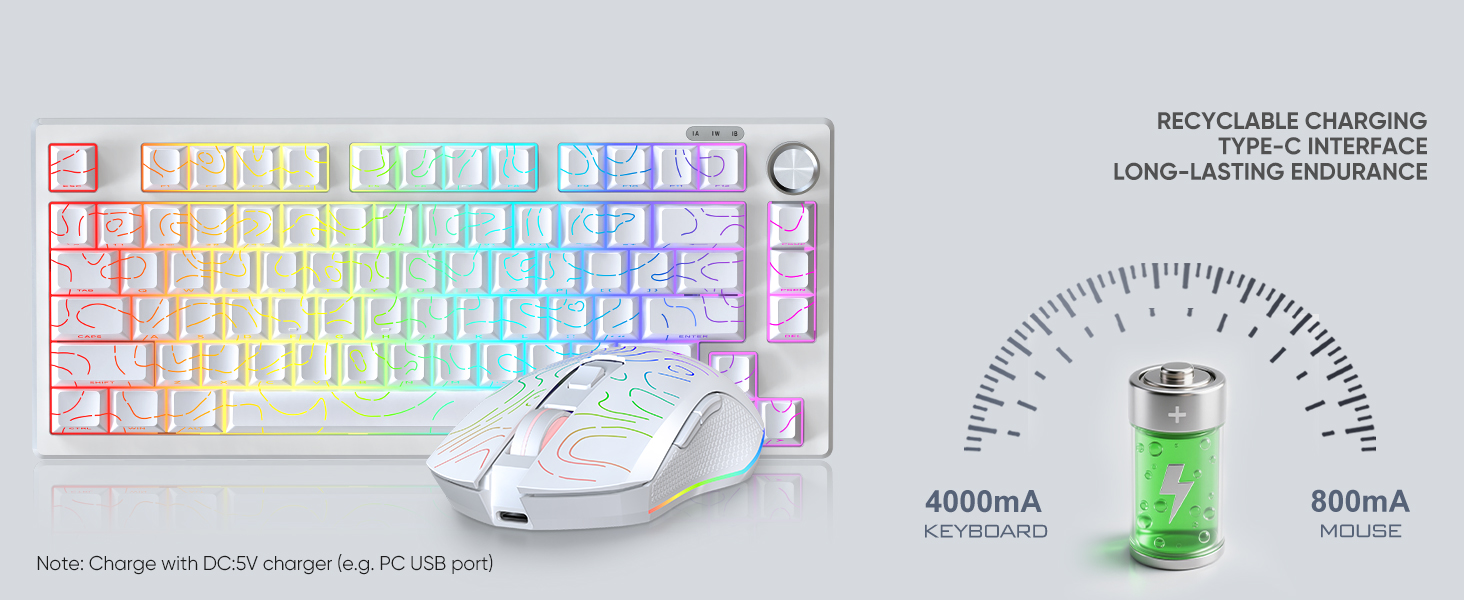 rechargable wireless gaming keyboard and mouse combo