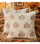 DFXSZ Fall Pillow Covers 18x18 Set of 2 Fall Decorations Rust Pumpkin Throw Pillowcases Soft Plus...