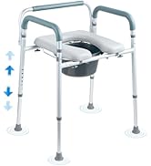 VEVOR Raised Toilet Seat, Adjustable Height with 5 Levels, Drop-Arm Design, Detachable Backrest, ...
