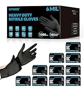 UYKKE HEAVY DUTY 6 Mil Nitrile Black Gloves Disposable Latex Free Rubber Cooking Cleaning Food Pr...