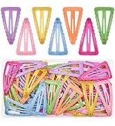 49 Pcs Glitter Triangle Snap Hair Clips for Women & Girls, 1.8inch Non-Slip Sparkly Metal Barrett...