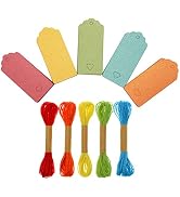 150 Rainbow Color Gift Wrap Tags Labels with String - 5 Assorted Colored Blank Paper Tag with Jut...