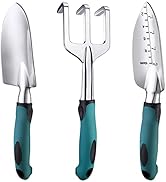 FANHAO Garden Tools Set, 3 Piece Heavy Duty Gardening Tools Cast Aluminum with Soft Rubberized No...
