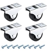 PATIKIL 1.3 Inch Fixed Caster Wheels, Nylon No Bearing Small Non-Swivel Casters Wheels with Metal...