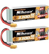 Nihewo 4S Lipo Battery Pack 3300mAh 14.8V Lipo Battery 80C with XT60 Connector Soft Case Compatib...