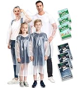SWOGAA Disposable Rain Ponchos for Kids 6 Pack/Adults 4-10 Pack/Family set-50% Thicker Emergency ...