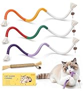 MAXTOOA Cat Toys for Indoor Cats Chew Ropes 3Pcs, Silvervine Stick 1Pcs with Gall Fruit, Interact...