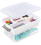 Citylife 17 QT Plastic Storage Bins Clear Storage Box with Removable Tray Stackable Latching Box ...