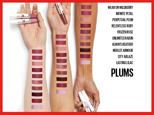 super stay 24 color shade guide - plums