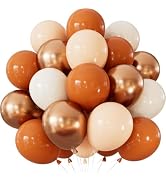 Haolongfa Fall Balloons, 12 Inch 50 Pcs, Burnt Orange Thanksgiving Decor | Burnt Orange White Met...