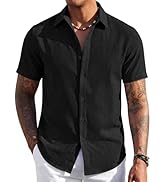 COOFANDY Men's Short Sleeve Button Down Shirt Casual Summer Beach Wedding Vacation Shirts
