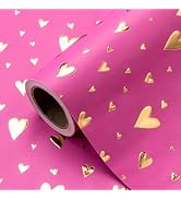 WRAPAHOLIC 3D Kraft Heart Wrapping Paper - Mini Roll - 17 inch x 16.5 feet - Pink Wrapping Paper ...