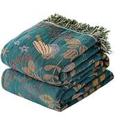 Wzvzss Boho Throw Blanket - 100% Cotton Soft Throw Blanket for Bed, 60"x80" Reversible Breathable...