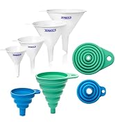 Terbold Funnel Combo Set | Plastic Nesting Funnels 4pc + Silicone Collapsible Funnels 4pc for Kit...