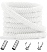 YJRVFINE Round Sneakers Shoe Laces: 2 Pairs Thick Athletic Rope Shoelaces, Chunky Shoestrings for...