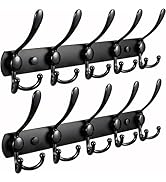 SAYONEYES Black Coat Rack Wall Mount, 5 Tri Hooks Stainless Steel Coat Hook Rack 16 Inch, Heavy D...