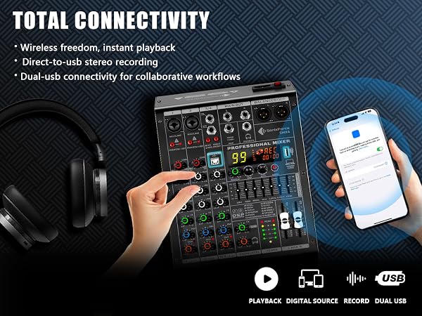 4 channel mixer mixing board digital mixer mezcladora de audio