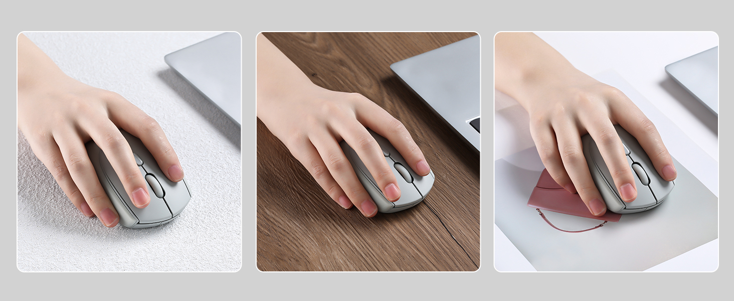 Series of close-up images showing step-by-step hand movements demonstrating a product application or installation process on a surface.