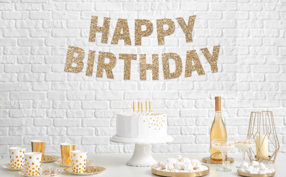 happy birthday banner gold