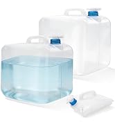Nexboraque 2 Pack 5.3 Gallon Collapsible Container with Spigot, Foldable Water Jug Portable Campi...