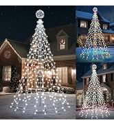 Lomotech Color Changing Christmas Tree Lights - 10Ft 444 LED with 7.8" Ball, Remote Controll Wate...