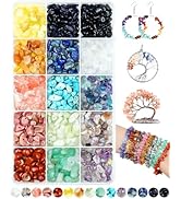 FIVEIZERO 600pcs Natural Chip Stone Beads 5-8mm - 15 Color Crystal Chip Beads for Jewelry Making,...