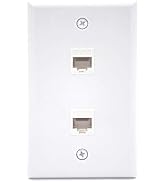 VCE Ethernet Wall Plate 2 Port (UL Listed), Cat6 Female to Female Wall Jack RJ45 Keystone Inline ...