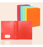 ONEKEEP 6 Pack Plastic Folders with Pockets & Prongs, Assorted Colors – Durable 3-Prong 2-Pocket ...