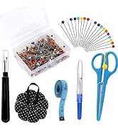 300 Pieces Multicolor Sewing Pins - 32mm Straight Quilting Pins Including Sewing Seam Ripper Scis...