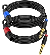 Jozzai (2Pack /10 FT) Male XLR to 1/4 Inch (6.35mm) TRS Mono Jack Microphone Cable, Balanced 3 Pi...